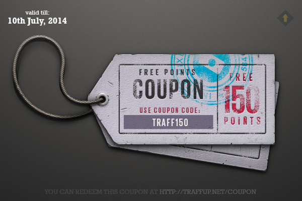 Free 150 points coupon code by Traffup